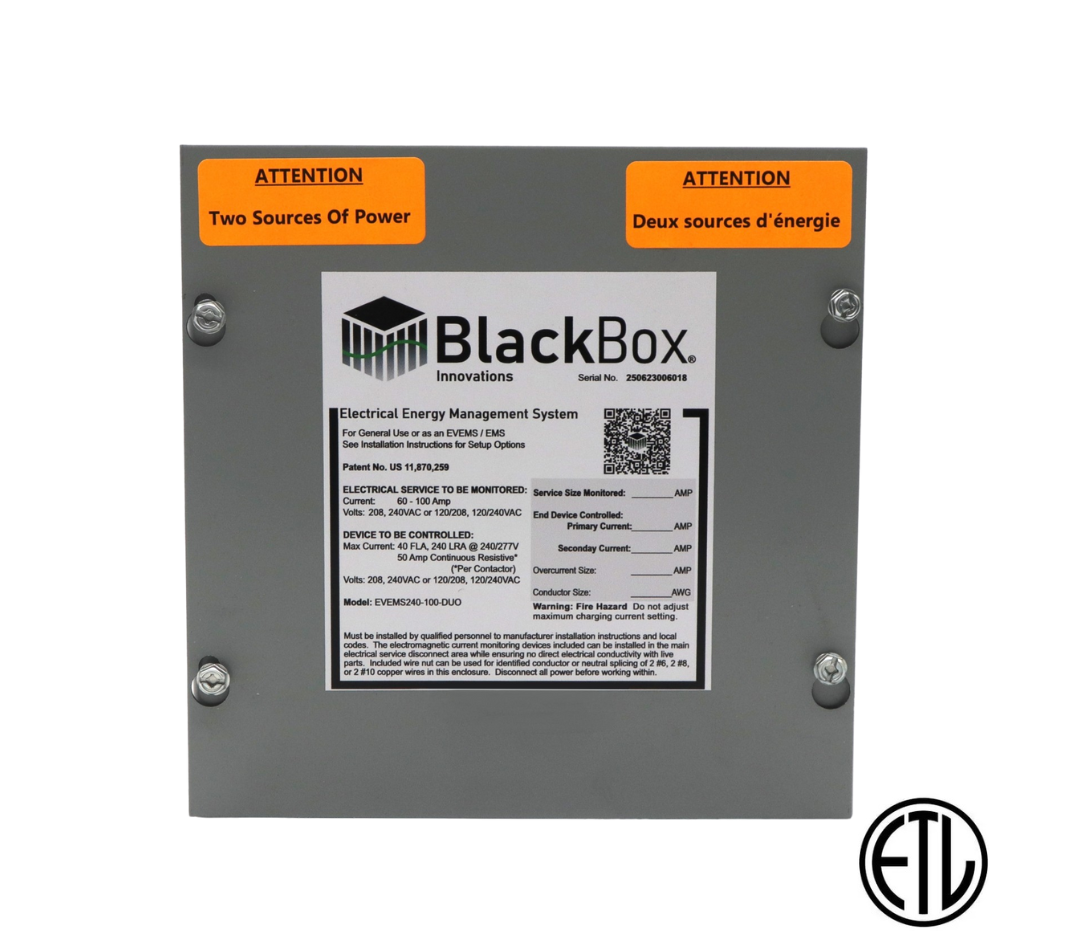 Gestor de energía dual para tamaños de servicio de 60 A a 100 A y hasta DOS dispositivos finales