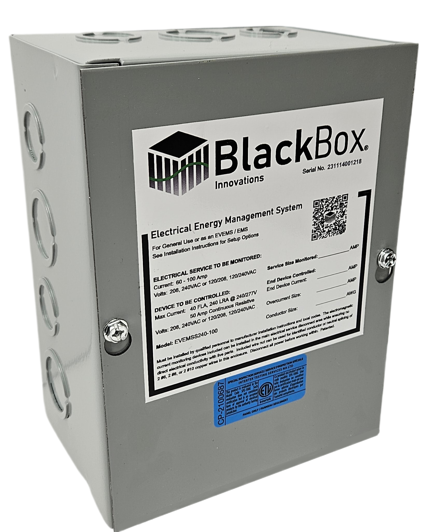 Electric Vehicle Energy Manager for Service Sizes 60 - 100A and up to a 60A Charger or End Device