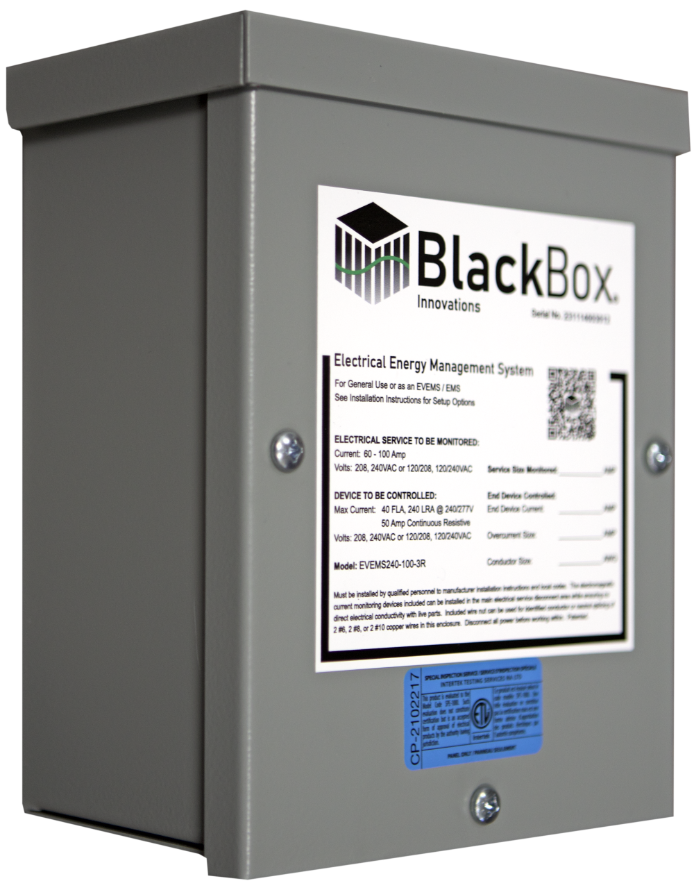 Electric Vehicle Energy Manager for Service Sizes 125 - 200A, and up to a 60A Charger or End Device