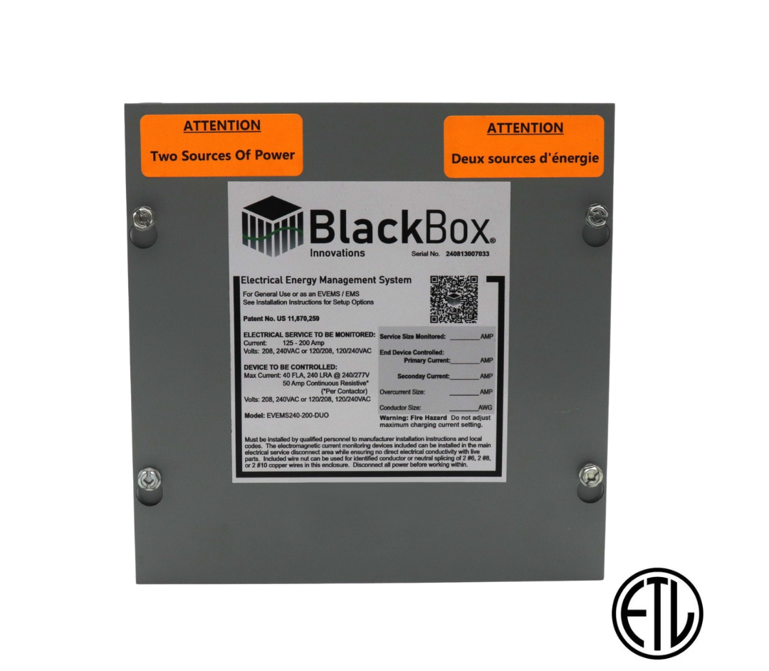 Dual Energy Manager for Service Sizes 125A - 200A, and up to TWO End Devices