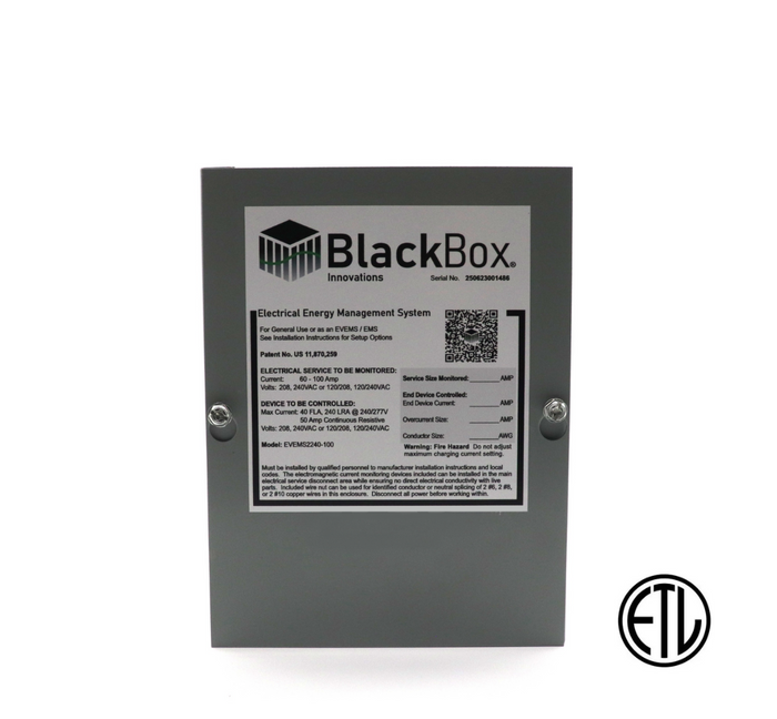 EVEMS 100A Energy Manager | Supports 48A EV Charger | Black Box Innovations